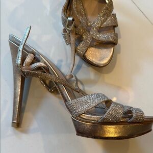 Pelle Moda Gold High Heel Sandals